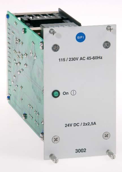 Power Supply Units Technical Data 3002 3002A Input voltage 230 V/115 V AC* 230 V/115 V AC* Output voltage 24V DC 24V DC Output current 2 x 2.5 A 1 x 2.