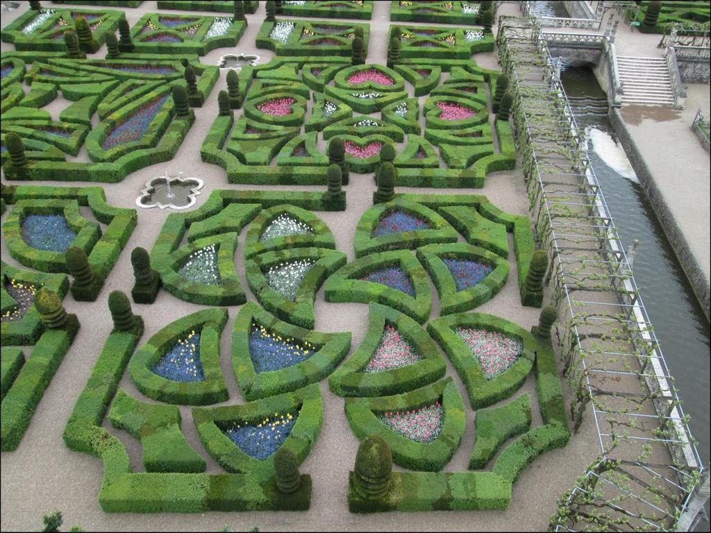 Formal knot gardens abound, planted