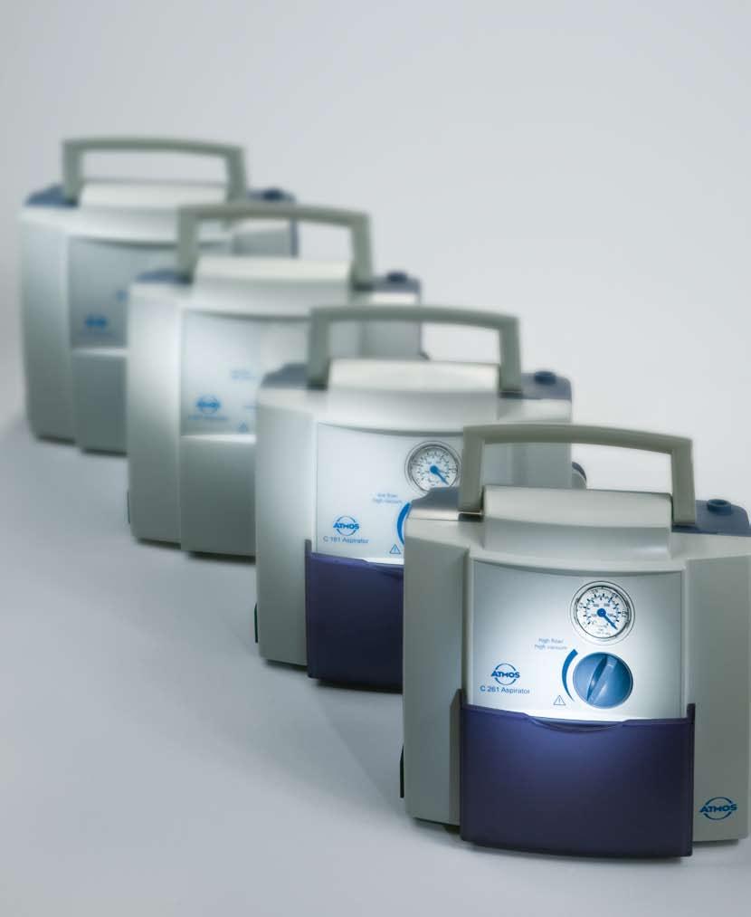 The new mains-operated ATMOS respiratory tract suction devices in the reliable 26 l