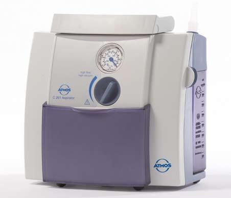 MedizinTechnik Basic device Mains-operated devices l Basic device l Versions ATMOS C 261 Aspirator / DDS l Powerful for particularly viscous secretion l Triple overflow protection due to: -