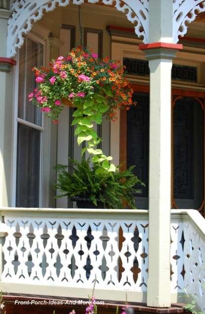 Hanging baskets, properly attended, can work well on any size porch and are another easy way to add color and interest.