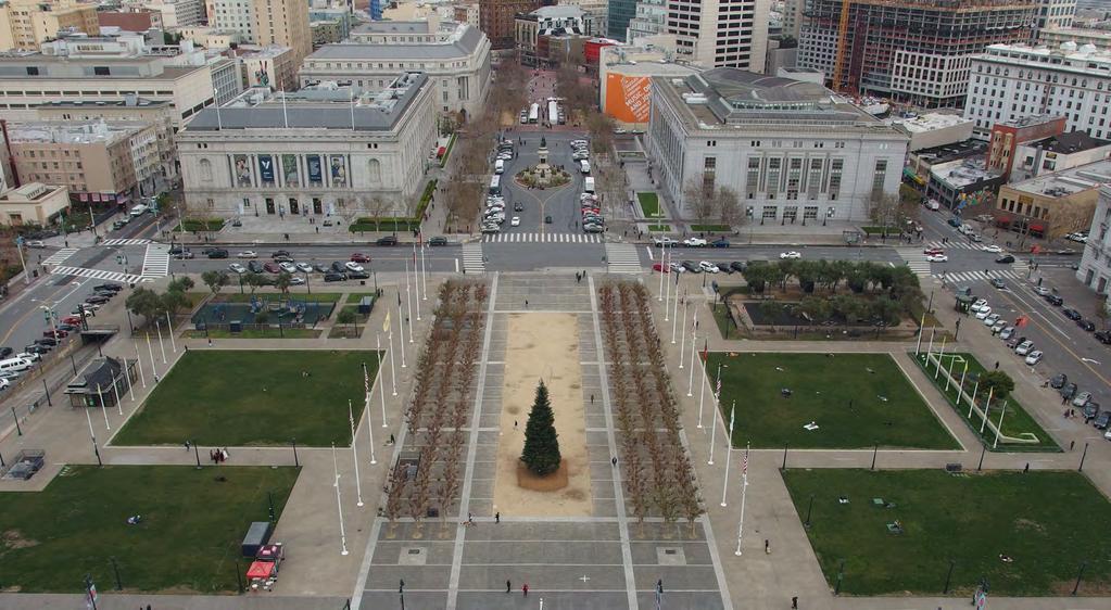 CHALLENGES: FRAGMENTED PUBLIC SPACES Example: Civic Center Plaza, Fulton Street, and United