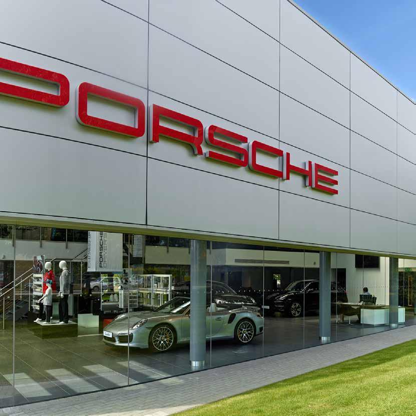 Porsche, Colchester United Kingdom The refurbished and extended Porsche showroom in Colchester up-graded to an LED lighting scheme, offering the same feel of well-designed exclusivity but with a