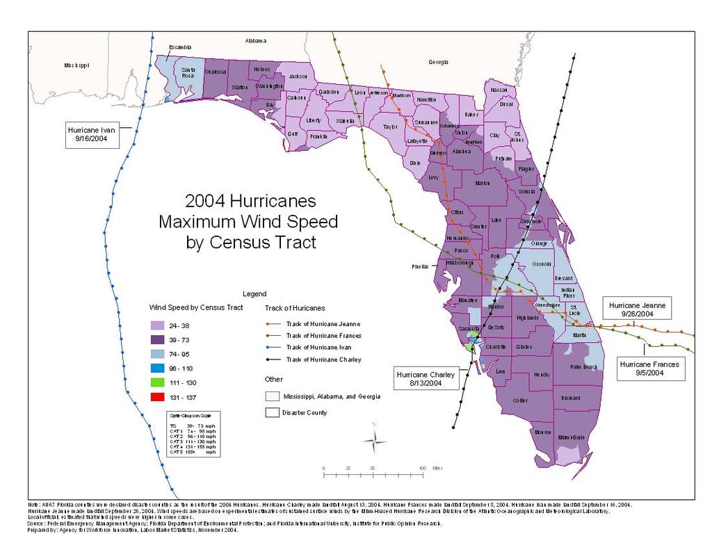 Map 1 2004 Hurricanes Maximum