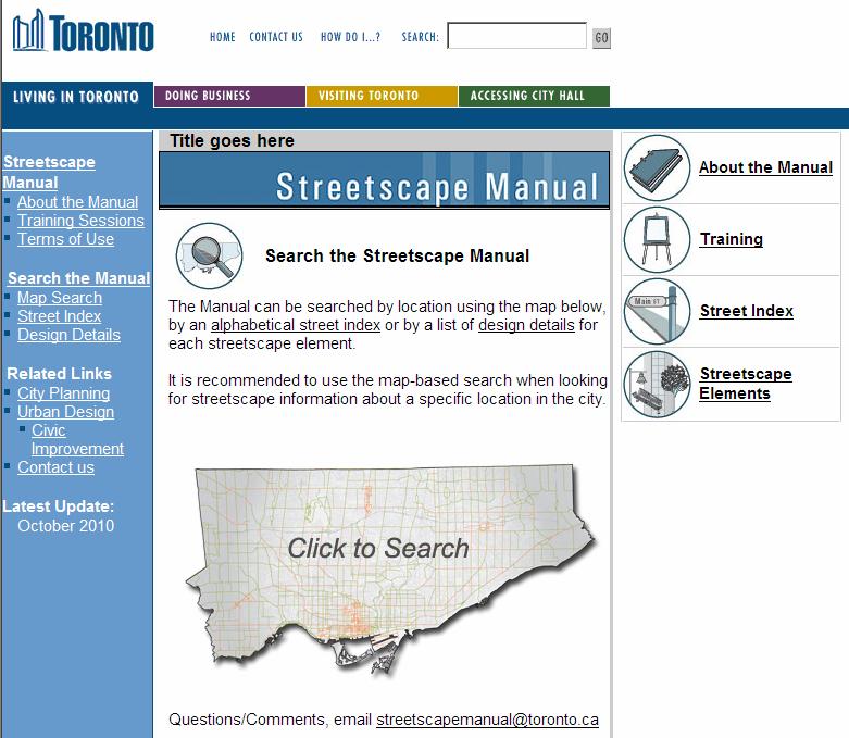Locations in the Manual can also be searched by street name.