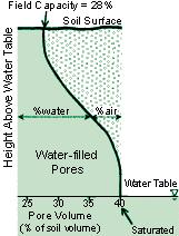 Unsaturated Water Flow - movement of water in a soil that is not filled to capacity - water