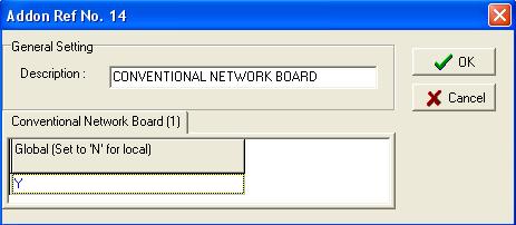 4.4.13 Edit Conventional Network Board Select Conventional Network Board from the Type column on the Addon Module page and click on the Edit button and enter a functional descriptor for each input.