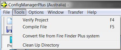 Re-Open (Project) Re-Open loads a previously saved project. A list of the 10 most recent projects will appear, from this list select the file to be opened. Configuration Files are saved with the.