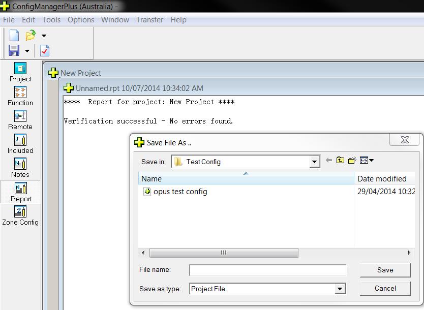 Figure 131: Transfer Send options The Send function will automatically verify and compile the project and request that the file is saved before sending the config file to the panel.
