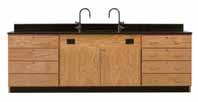 Constructed of solid hardwood and oak veneer plywood this unit features your choice of a 1" solid epoxy resin or phenolic resin top with a 18"W x 15"D x 11"H epoxy resin sink and two combination