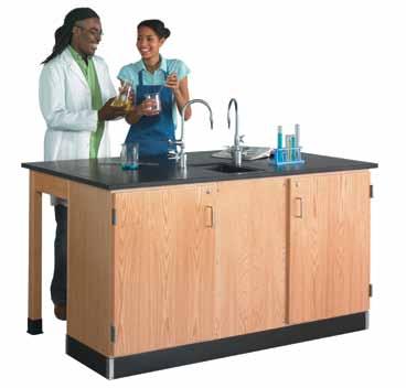 The door/drawer cabinet is equipped with a drawer, and a cabinet with one adjustable shelf. They are finished with a chemical resistant, earth-friendly UV finish.
