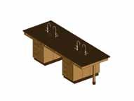 The double faced units contain a solid epoxy resin sink (12" x 8"x 6"H) along with faucets for every two students.