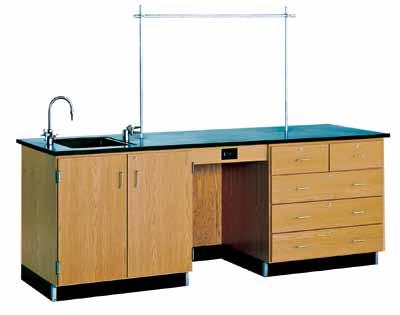 as a complete demonstration center offering a spacious work surface. It is finished with a chemical resistant, earth-friendly UV finish.