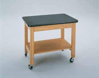 The drawers run smoothly on epoxy-coated steel glides with nylon rollers. This demonstration center rolls easily on 4" locking swivel casters.