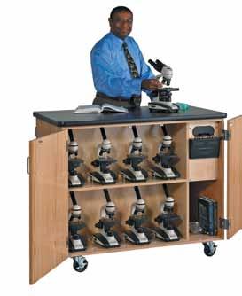 Weight: 311 lbs. 4741K* Mobile Micro-Charge Station Push-Button mobile microscope storage cabinet Provides a safe, convenient way to store your microscopes.