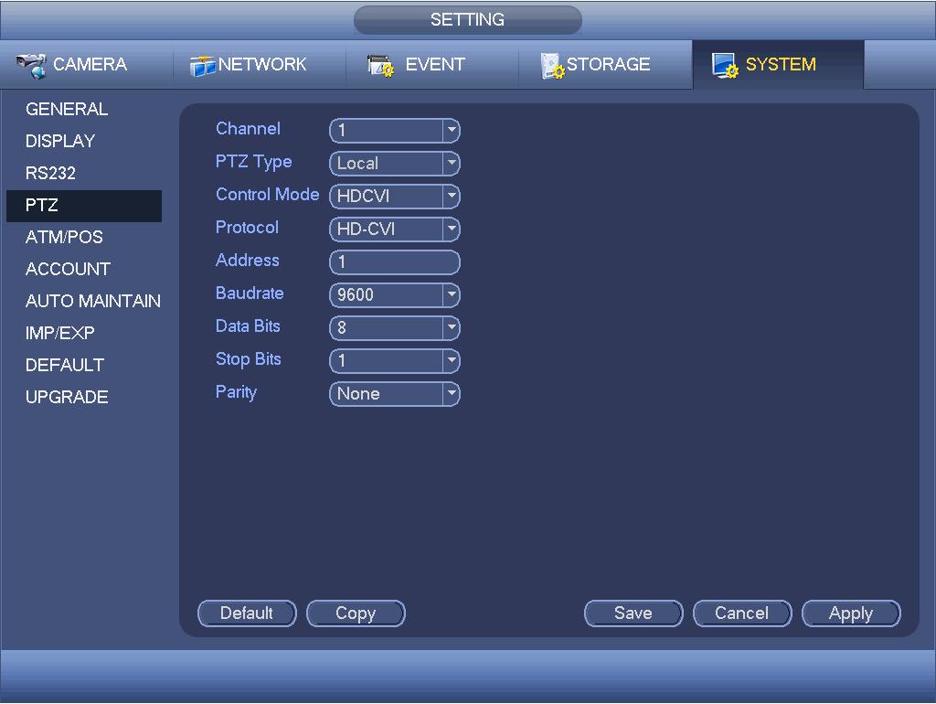 6 Menu 6.1 HCVR Settings This HDCVI camera series can adjust OSD menu via coaxial control.