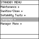 Description of Standby Menu, Continued Language