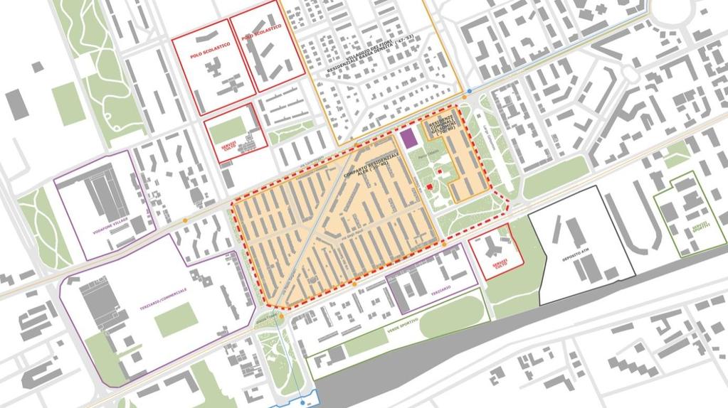 4 ARTÍCULOS 08_Planur-e Invierno 2016 Figure 4. Milan general infrastructural plan; in red, the Giambellino neighborhood.
