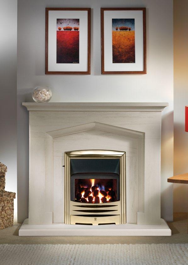 KENDAL 48 KENDAL 48 Portuguese Limestone FIRE: GLASS FRONTED GAS CONVECTOR