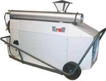 Warm air heaters in special design The robust mobile warm air heaters from Kroll with a heating power range from 18 to 36,8 kw are perfect to heat and ventilate: n tents n shelters n etc.