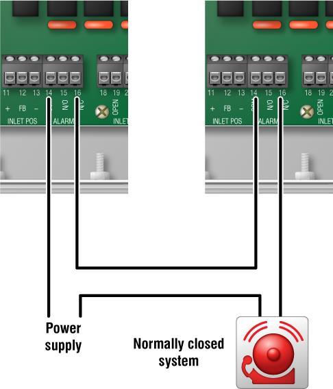 Your PEC alarm relays must be in parallel with each other so any PEC can trigger the alarm system when an alarm condition occurs.