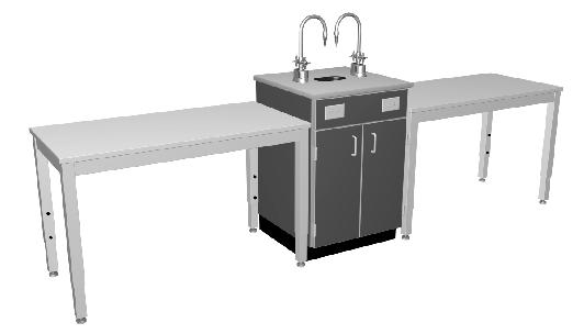 Height 48 B222 Sink Base 24 L690 Table Frames with Sink Base Configuration