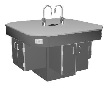 compartments Adjustable laminate countertop section with mm PVC edgebanding mounted on two RA74 metal support