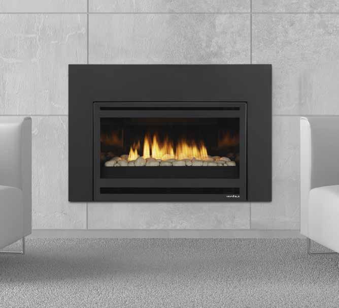 BALANCED FLUE COSMO i30 shown with DF front in black and white ceramic stones COSMO INSERT Ditch the logs completely. Go modern.