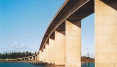 Bridge over the Hunter River at Stockton shows the effect of a right angled girder shape in afternoon