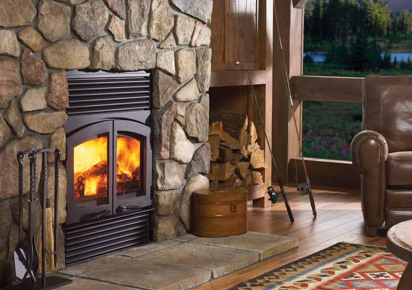 Classic R90 featuring black louvers. WOOD FIREPLACES R90 EX90 A FURNACE WITH A VIEW - EX90 Regency s high efficiency fireplaces put a designer face on a hard working heater.