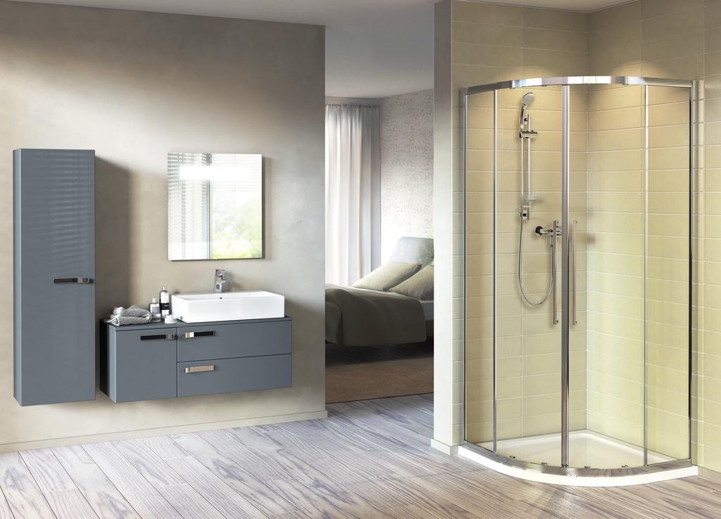 Design edge Strada s accomplished design creates a unified bathroom atmosphere.