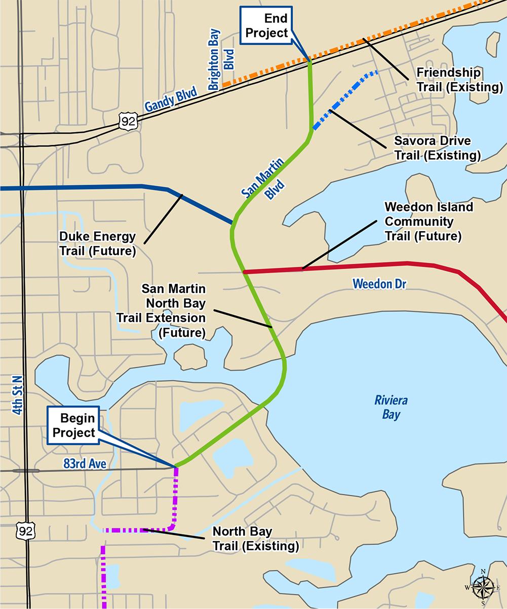 NORTH BAY TRAIL EXTENSION EVALUATION OBJECTIVES Determine Best Trail Configuration Provide connectivity to adjacent trails & Weedon Island Preserve Minimize