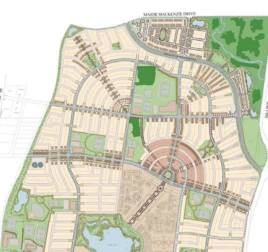 pedestrian scaled neighbourhoods through the modifi ed grid pattern of streets and lotting. Our scope of work included: Secondary Plan; Plans of Subdivision.