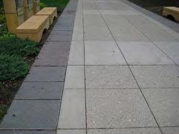 . Sidewalk Treatments Several options exist for sidewalk paving materials decorative concrete treatments, concrete pavers, exposed aggregate concrete, brick and stone and/or several combinations of