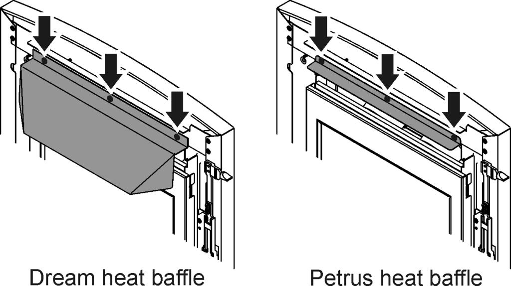 15. FITTING THE HEAT BAFFLE 1. The fire is supplied with a heat baffle. Locate the heat baffle to the top of the fire as shown in figure 28. Note: Dream/Masquerade/Excelsior use the same heat baffle.