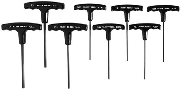 T-Handle Hex-Key Sets 8-Piece English-Measure T-Handle Hex-Key Sets Additional Feature: T-handle design delivers more torque to the fasteners. 89954 89954.91 Cat. No.