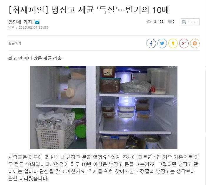 news 2014 many germs live on refrigerator