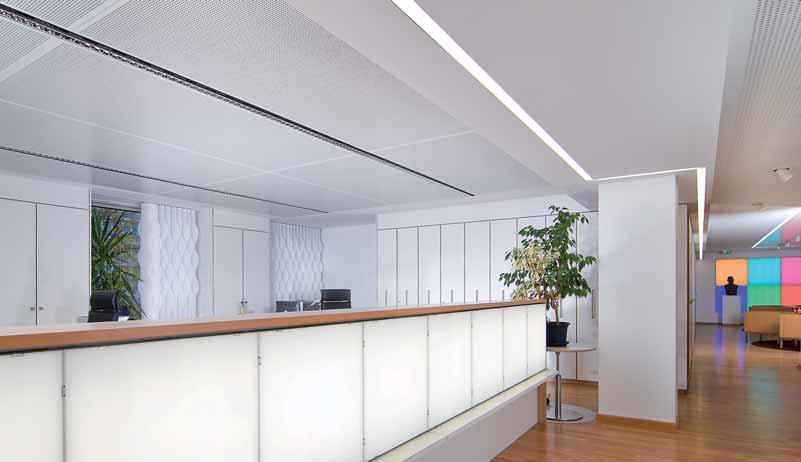 Reception area of a private bank (Munich) Radiant Ceilings ARCHITECTURE Aluminium and copper are excellent heat conductors, which means that, in conjunction with its low component mass, Metawell
