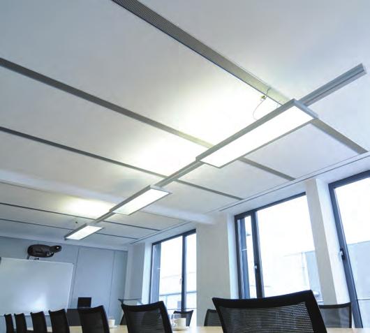 Modular ceiling (type BK) with pipe spacing of 100 mm and cross-lathed hookshaped profiles