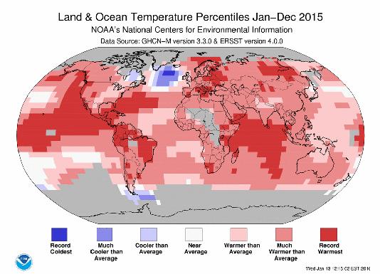 2015 Was Warmest Year Since 1880, per USA Today Article, 1/20/16 COP21 Meeting in Paris, 12/12/2015