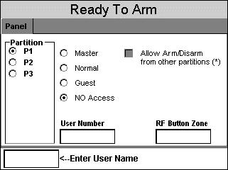 Enter your Authorized code. The User Options screen is displayed. Note: The authorized code for adding users is dependent upon the system you have.