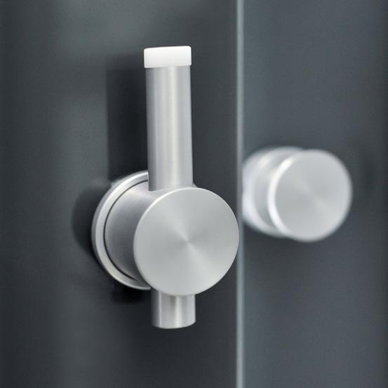 Designed for use in commercial toilet areas, with satin aluminum hardware as standard attachment and the innovative use of high