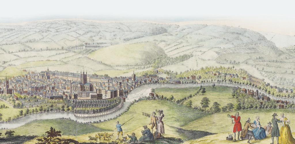 When the Georgian story began, Bath consisted of a couple of hundred houses and was still largely confined within its medieval city walls (see illustration below) but over the next 100 years it was