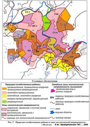 Vologda city, based on data of contamination of