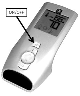 REMOTE TRANSMITTER OPERATING INSTRUCTIONS TO TURN ON THE APPLIANCE: Press the ON/OFF button. The transmitter display will show all active icons on the screen.