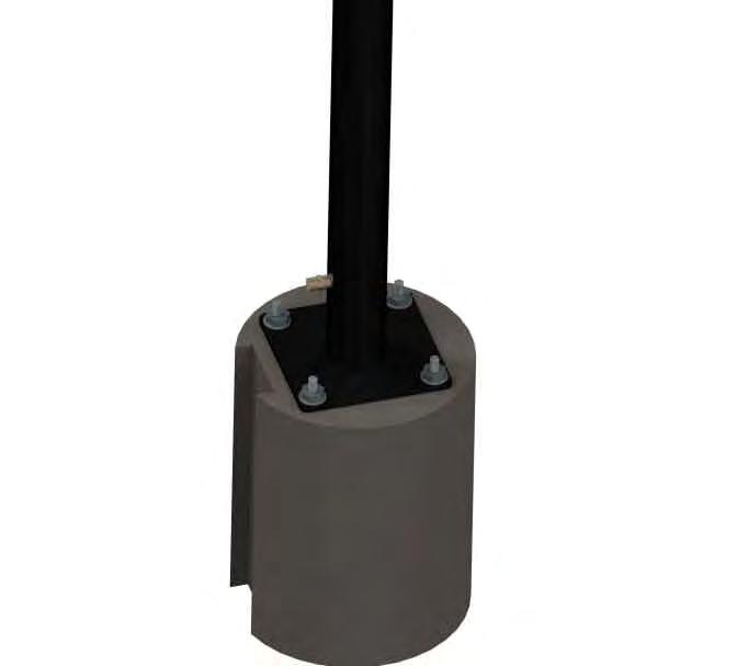 Assembly b. Mount pole base onto a concrete floor or cast concrete with a minimum below grade depth of 12 and having a 12 diameter.
