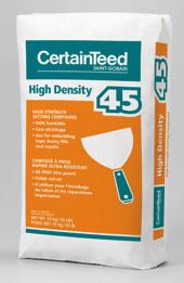 CertainTeed High Density 20 minute - Code: 309055 45 minute - Code: 309083 90 minute - Code: 309084 15 kg / 33 lb High Strength Setting Compound Non-sandable Use for embedding