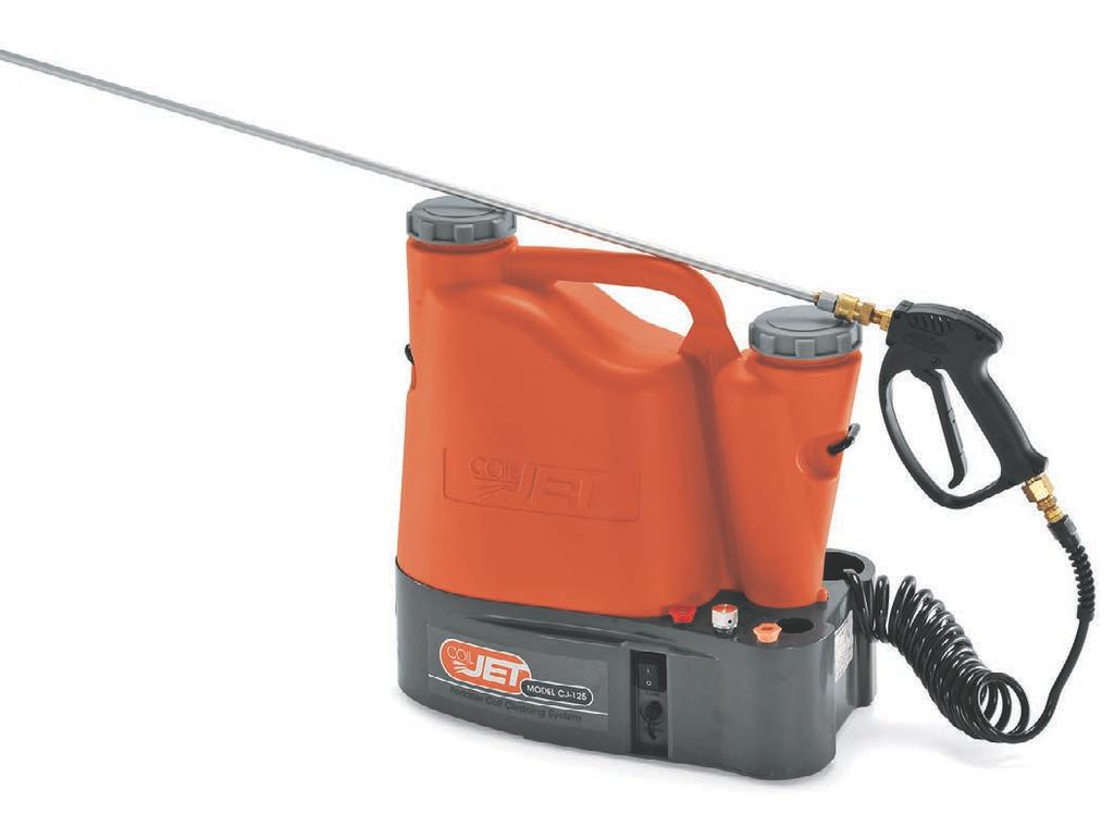 Includes: 2 standard spray nozzles, spray gun with quick disconnect, rechargeable battery, and shoulder strap.