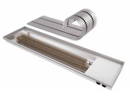 TRENCH HEATING Termo Practic Termo Practic is made of galvanised steel and is suitable for a range of applications from residential to industrial. Tangential fans enhance heat output.