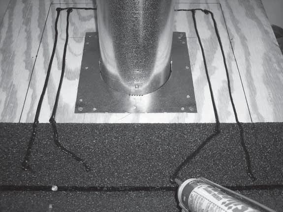 Install shingles, Apply sealant at the top edge of the rubber boot. See Figure 10.19.